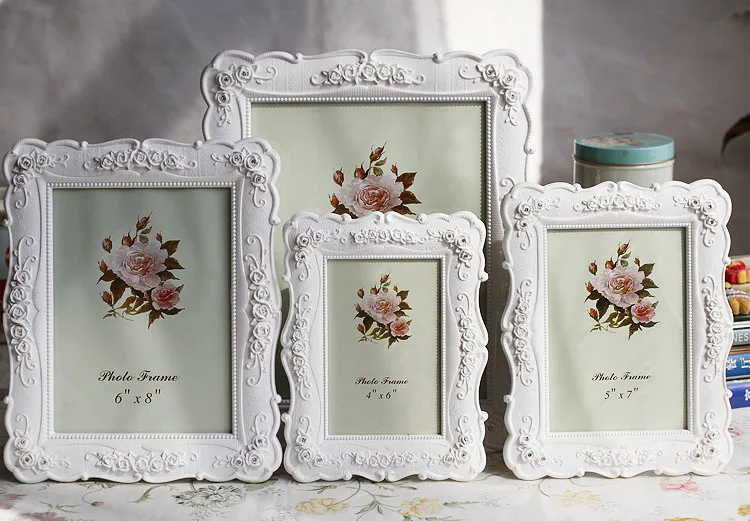 Desktop 6 7 8 10 Wedding Rustic White Home Picture Rose Carving Photo Frame H260306