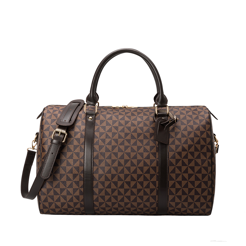 2025 new free shipping designer Geometric Patterned Duffel Bags with Top Handles Adjustable Strap and Luggage Tag Stylish and Functional for Travel