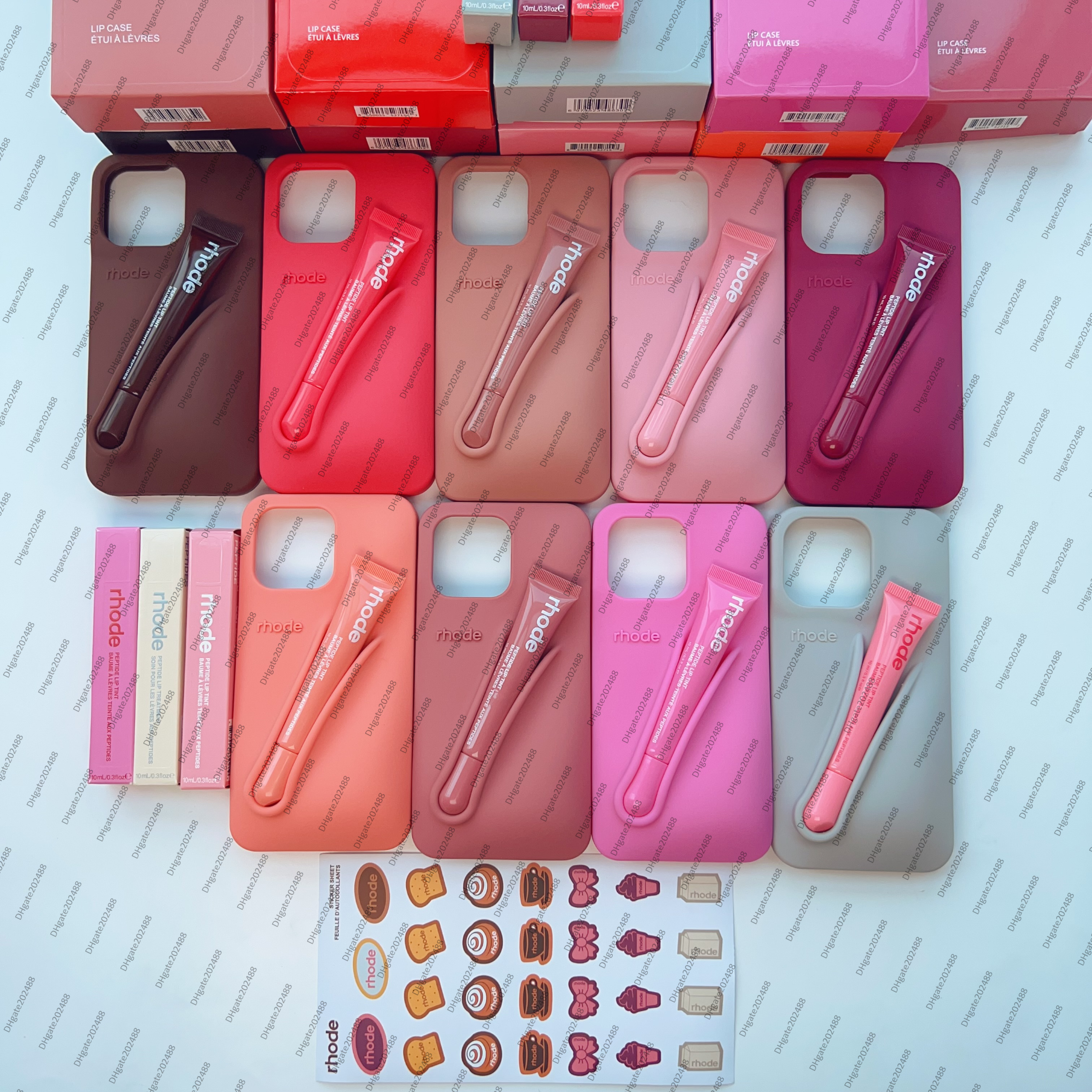 Rhode phone case Minimalist Solid Color Rhode Soft Silicone Case For iPhone 15 16 14 PIus 11 13 12 Pro Max Can Be Installed With Lipstick Back Co