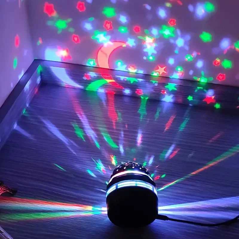 3D Starry Sky Night Lights USB Rechargeable Rotating Projector Lamp Magic Ball Moon Star Light For Home Room Atmosphere Decor XJ250710