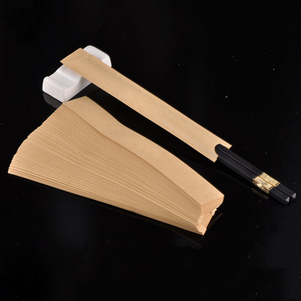 Eco-Friendly Natural Kraft Paper Chopstick sleeves - Perfect for Restaurants and Homes