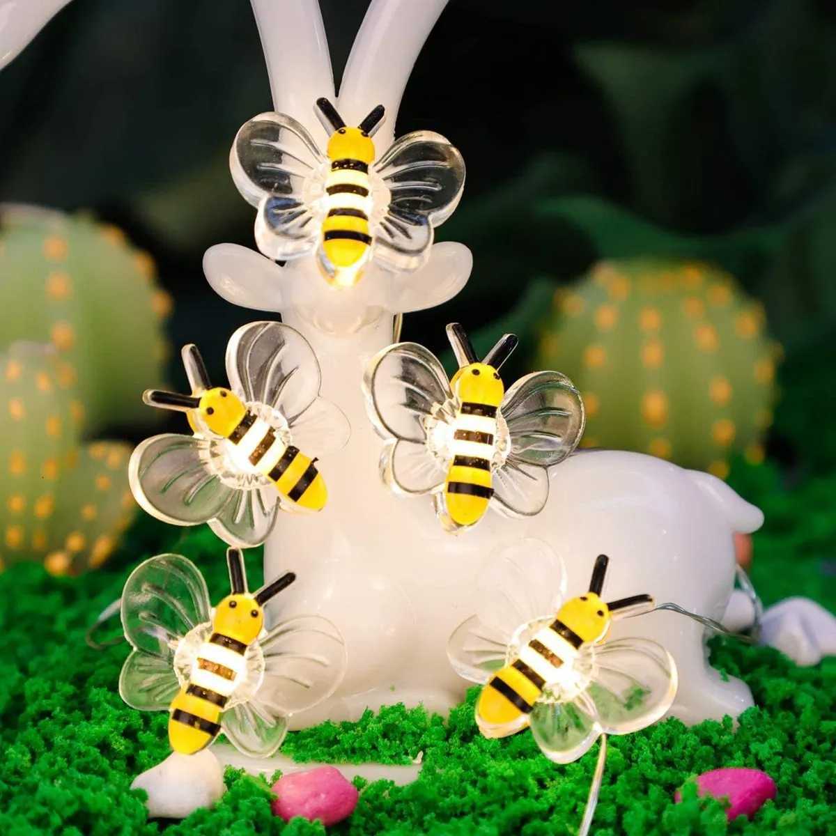 1Pack Bee Lights Battery Operated Bee String Lights For Bedroom Plants Patios Party Wedding Xmas Decorative String Lights XJ250710