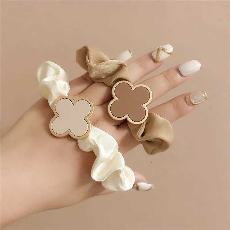 2PCS/Warm Color Cute And Sweet French Large Intestine Circle Ponytail Hair Ring Hair Ties Hair Accessories Head Bands For Women Y250711