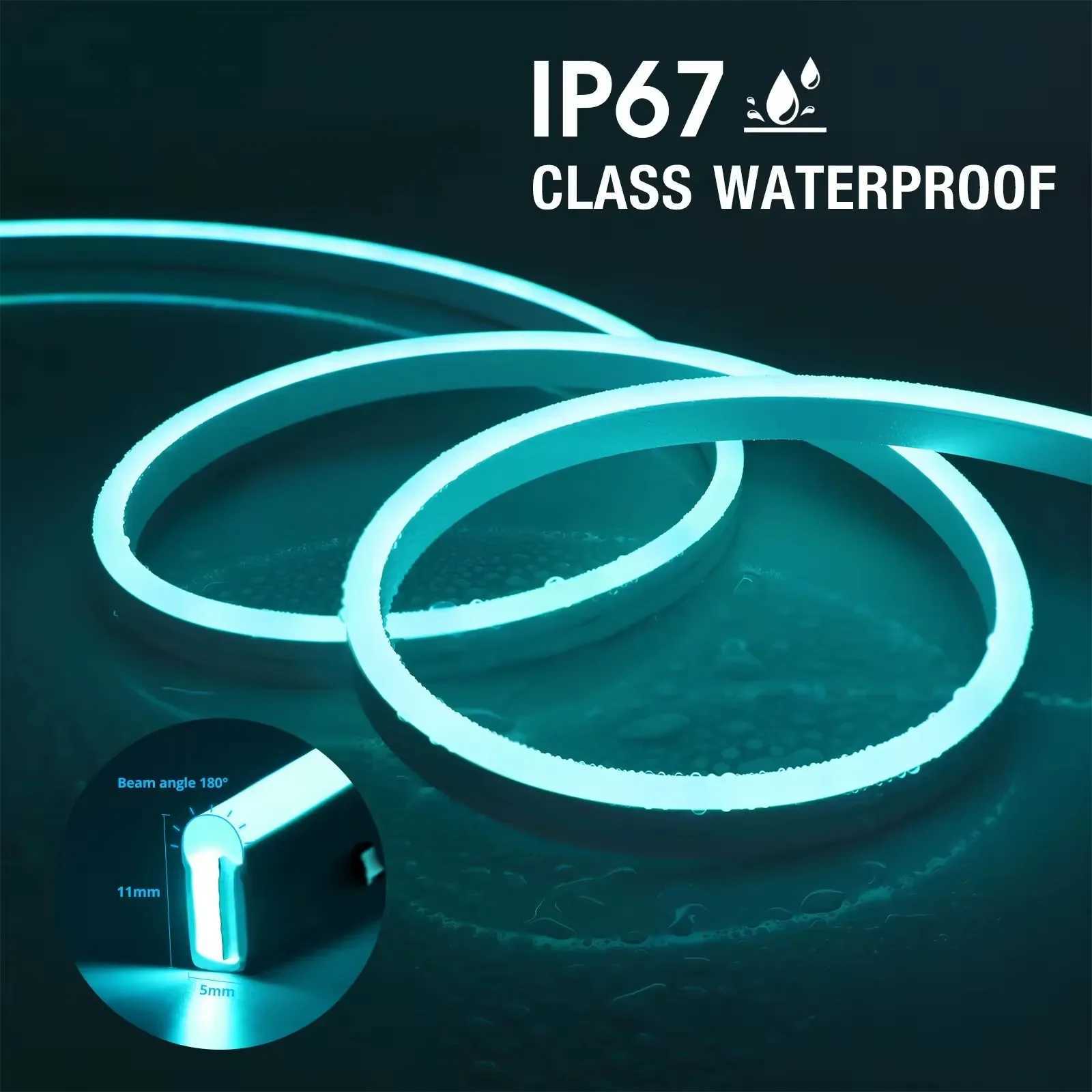 RGB Neon LED Strip 1/2/3/5M IP65 Waterproof DIY USB Neon Strip Tuya App Remote Control Flexible Ribbon for Home Decor Lighting XJ250710