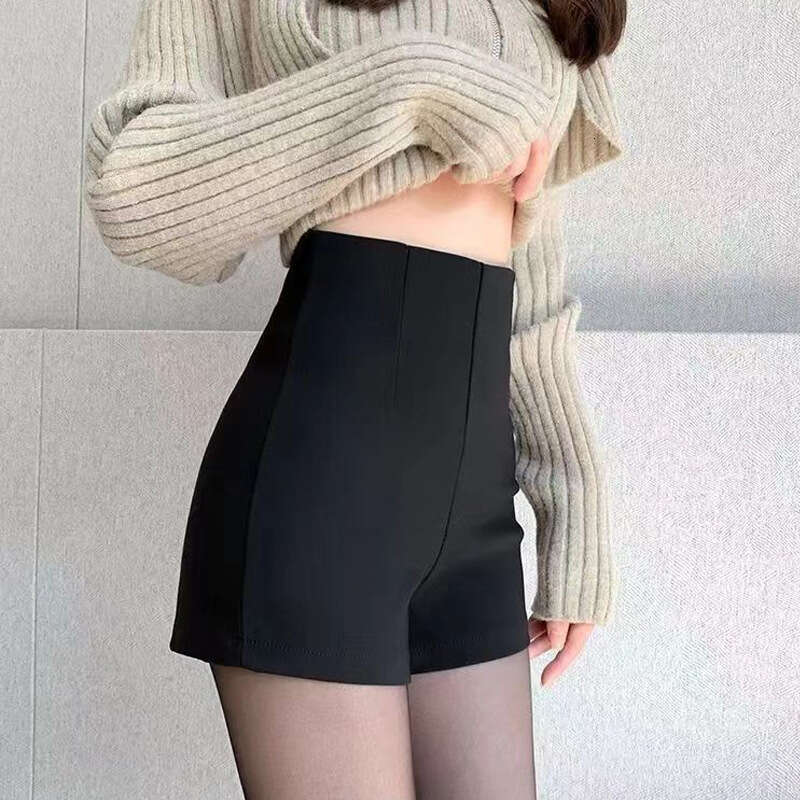 American Style High-End Black Suit Shorts For Women Summer Trendy Petite High-Waisted Slim Fit Leggings Outerwear Hot Pants B5