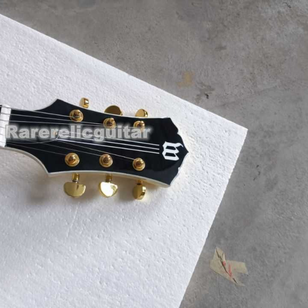 Wylde Audio Cream and Black Design Electric Guitar Skull Graphic, EMG Pickups, and Grover Tuners