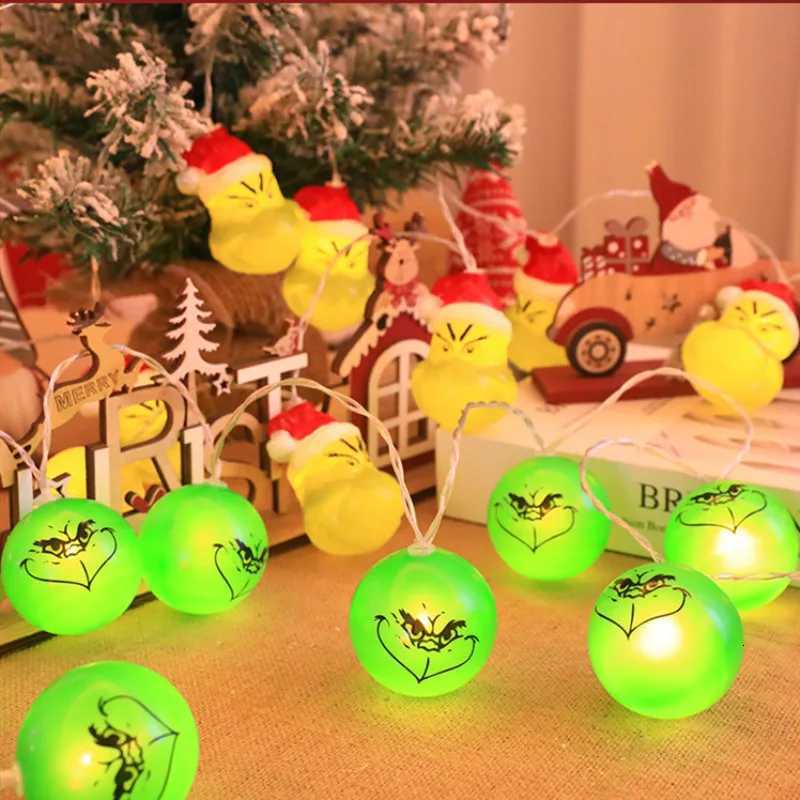 2025 New LED String Lights Grinch Xmas Elf Christmas Ornaments Tree Decor for Xmas Party Decorations Indoor Home Hanging LightsXJ250710