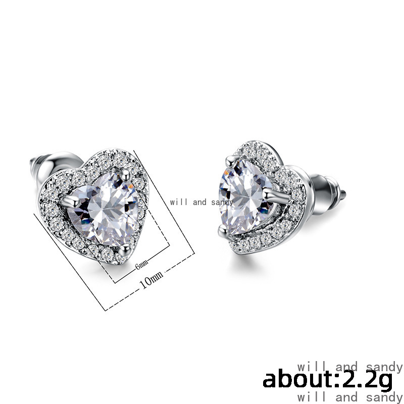 Cubic Zircon Love Heart Stud Earrings Designer Jewelry Sterling Silver CZ Crystal Flower Water Drop Leopard Ear Rings Dangle for Women Topaz Fine Jewe