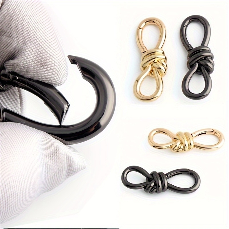 2PCS 74mm Womens Tote Bag Metal Twist Spring Ring Lobster Clasp Shoulder Bag Shoes Clothes Knot Decoration Keychain 250630