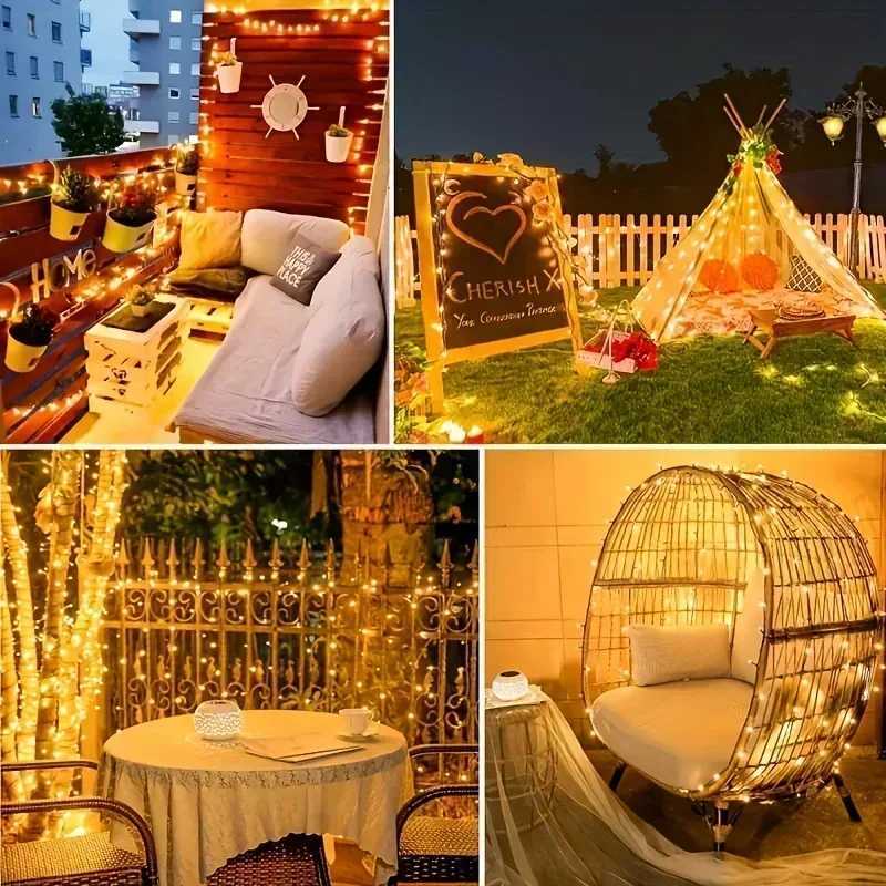 50/100 LED Solar Powered Fairy Lights 8 Lighting Modes IP65 Waterproof Outdoor String Lights for Garden Wedding Christmas Decoration XJ250710