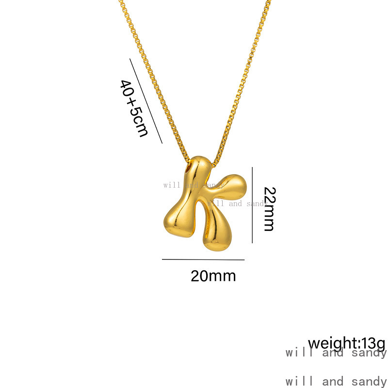 26 Glossy Balloon Bubble English Initial Name Necklace Designer 18k Gold Chunky Alphabet Letter Necklaces for Woman Girls Birthday Gift Hiphop Fine Je