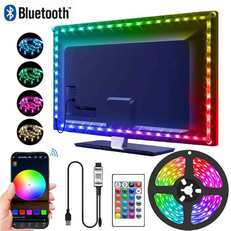 Smart RGB LED Strip Lights USB 5V Music Sync RGB 5050 LED Lights for TV Backlight Wall Room Decoration 1m 2m 3m 4m 5m RGB Tape XJ250710