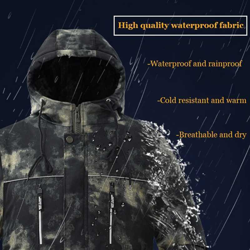 Winter Mens Outdoor Waterproof Coat Tactical Fleece Hooded Parka Jacket Camouflage Cotton Padded Thermal Parkas Windbreaker Coat W250711