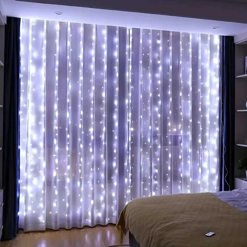 3/6M USB LED Curtain 8 Modes Remote Control String Lights Holiday Wedding Fairy Garland Lights for Bedroom Living Room Decor XJ250710