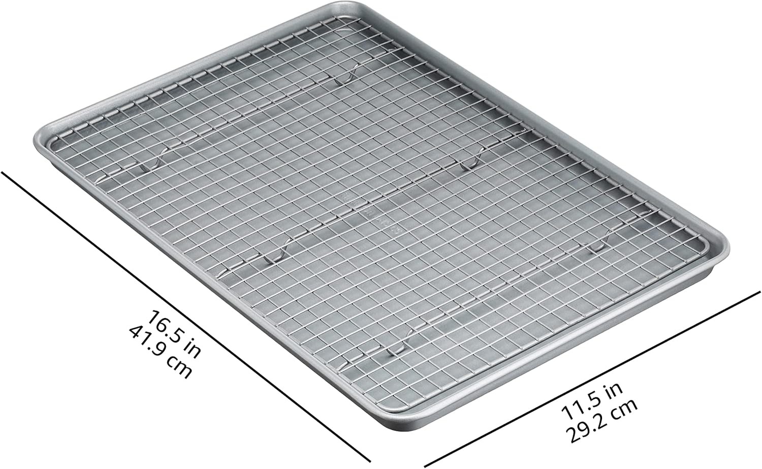 Gray Ceramic Nonstick Baking Sheet Set with Cooling Rack18x13 Half Sheet Pans PFOA Free Dishwasher Safe for Cookies Roasting Veggies