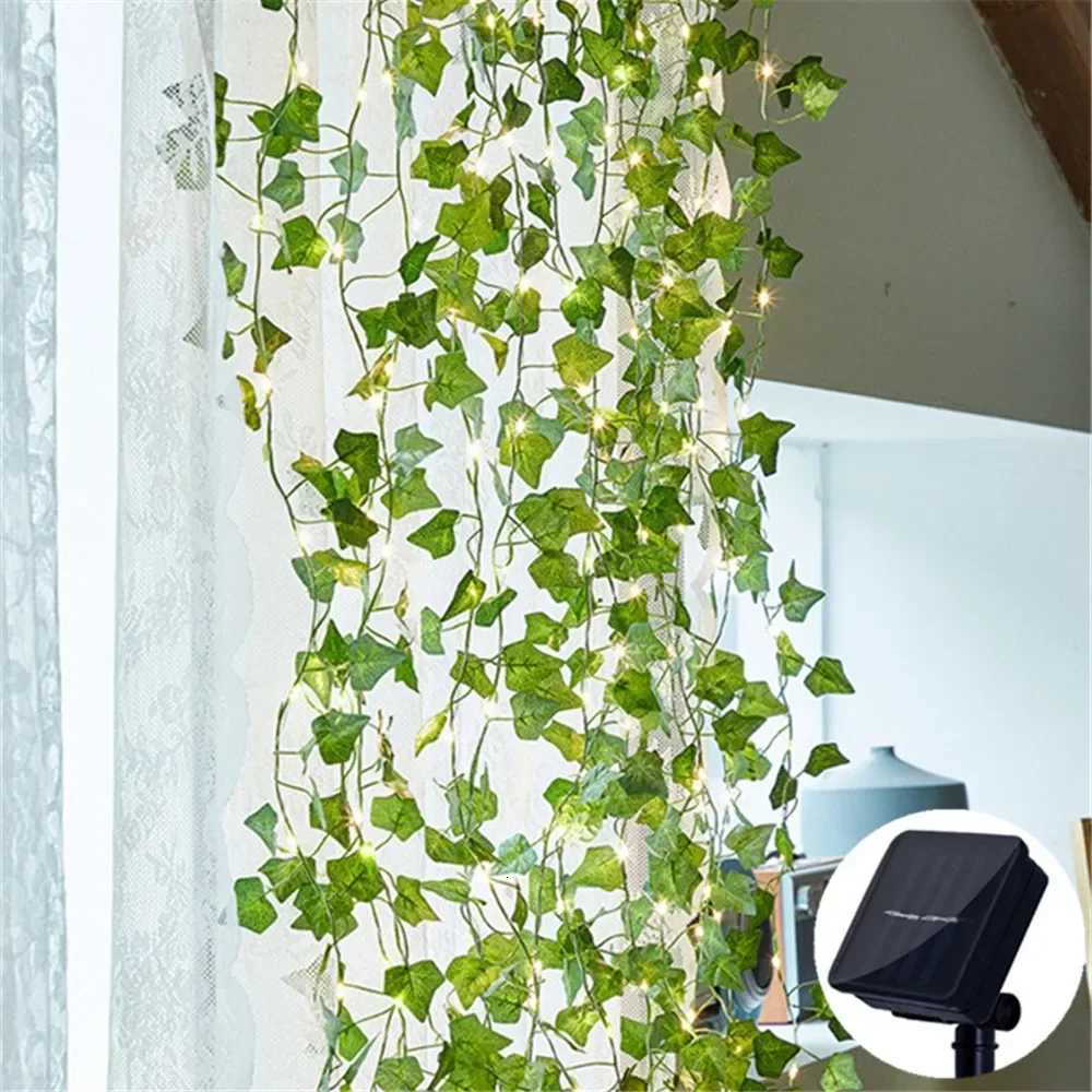 100/50/20LED Solar String Light Artificial Leaf Garland Birthday Decoration Outdoor Room Curtain Lamp for Wedding Party Garden XJ250710