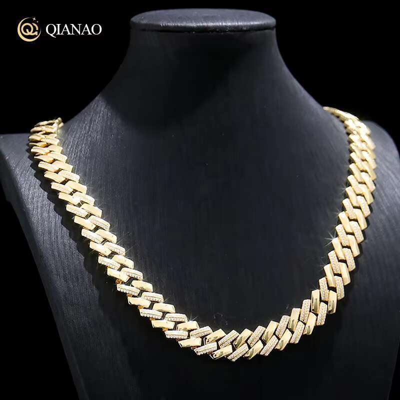 Customizable 925 Sterling Silver Fine Jewelry Chain Gold Plated Moissanite Cuban Link Hip Hop Bracelet and Necklace