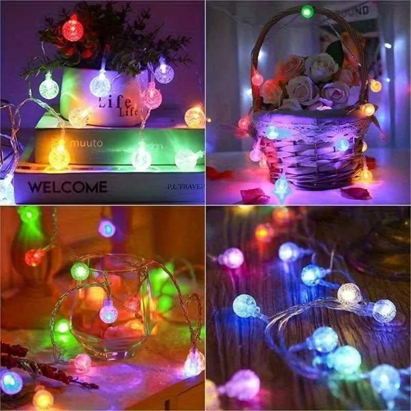 10/20/40LED USB/Battery Operated Ball String Lights Outdoor LED Crystal Globe Lights Waterproof Festoon Fairy Light for Garden XJ250710