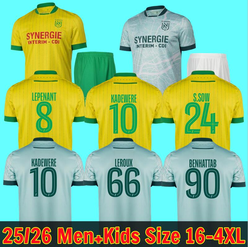 3XL 4XL 25 26 maillots de foot FC Nantes soccer jersey 2025 2026 LEPENANT KADEWERE SIMON THOMAS M.MOHAMED ABLINE LEROUX Football shirts Home yellow Away Men Kids