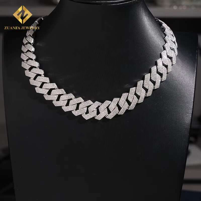 Cuban Link Chain 925 Sterling Silver Moissanite S925 Iced Out Hip Hop Jewelry VVS1 Moissanite Cuban Link Bracelet Men