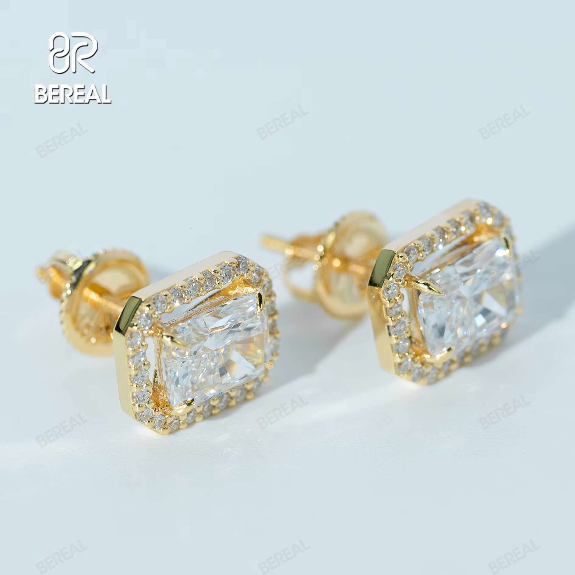 GIA Certified Custom Womens Jewelry Lab Created Diamond Halo Earring Radiant Cut VVS Flower Earrings