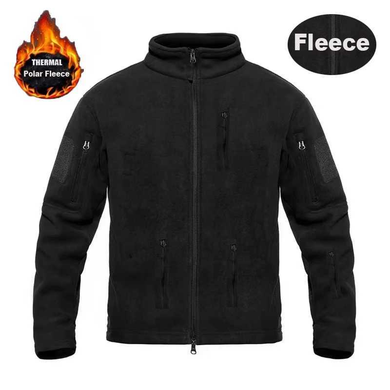 Mens Winter Polar Fleece Tactical Jackets Warm Outdoor Stand Collar Coat Multi-Pocket Casual Hiking Camping Trekking Climbing W250711