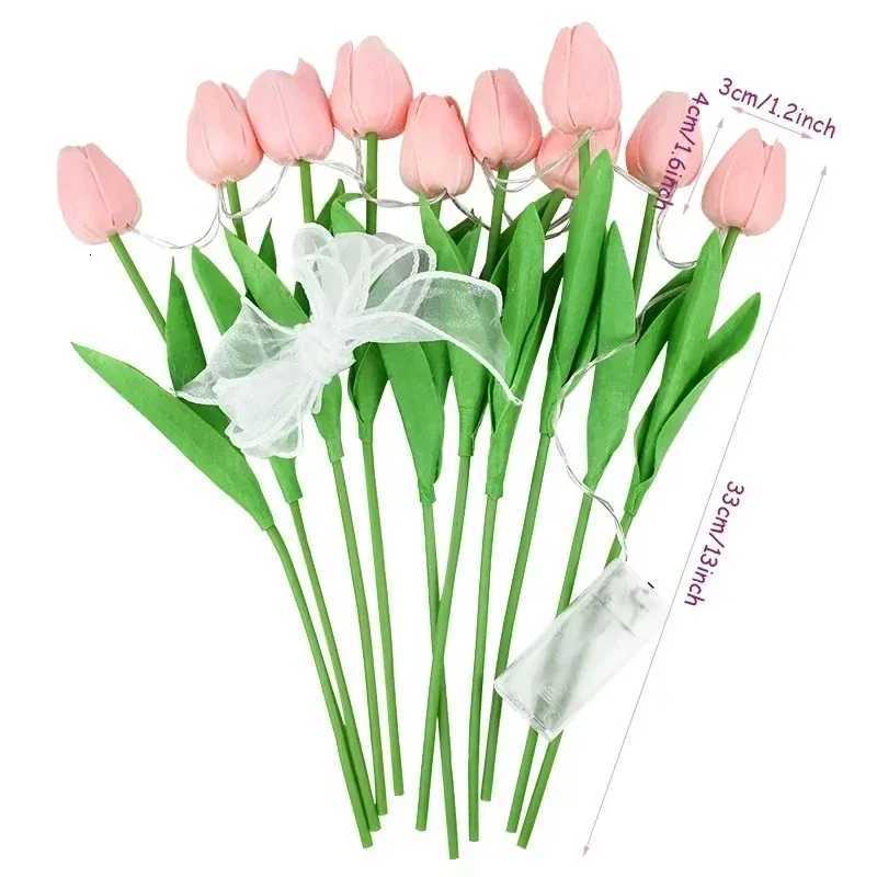 5/10Pcs LED Tulip Flowers Night Light Battery Powered Artificial Bouquet For Wedding Birthday Gift Anniversary Home Garden Decor XJ250710