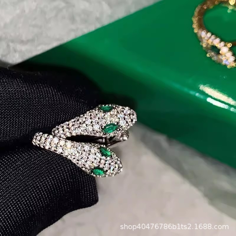 S925 silver personalized serpentine Earrings womens fashion micro inlaid zircon bright earrings hip hop Earrings 250710