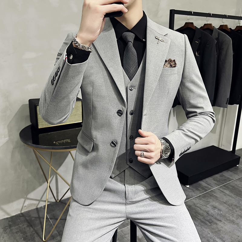 H793Men's slim casual wedding suit groom suit