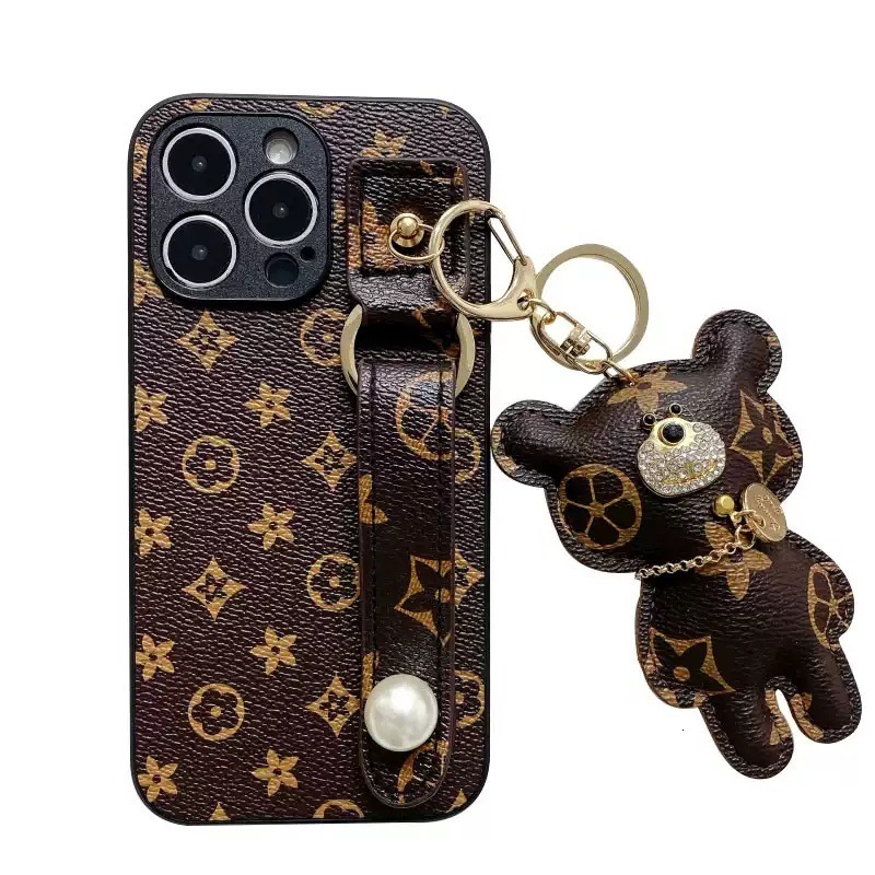 Luxury Trendy Brand Old Pattern Compatible with iPhone 15 Pro Pearl Wrist Strap 11 Apple 13 Phone Case 12 Highend 250711
