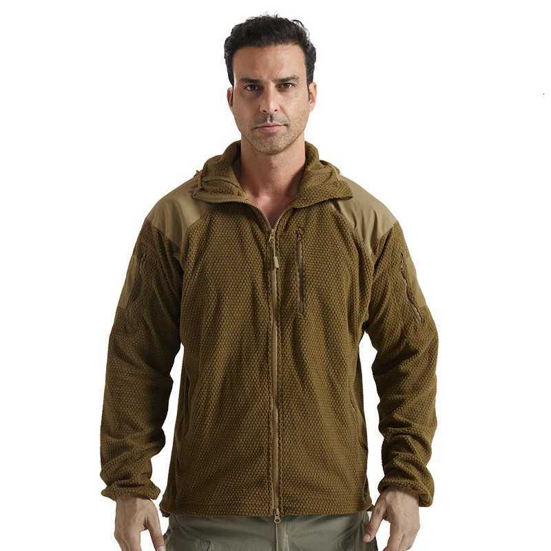 Plaid Fleece Hooded Tactical Jacket Men Autumn Winter Outdoor Warm Cycling Hiking Camping Coat Sweater Male Climbing Clothes W250711