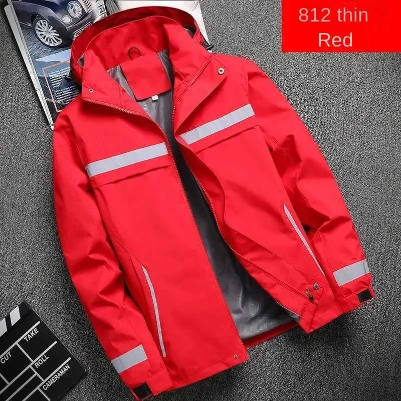New Mens Jacket Patchwork Fashion Reflective Striped Hooded Coat Outdoor Mens Clothing Sports Zipper W250711