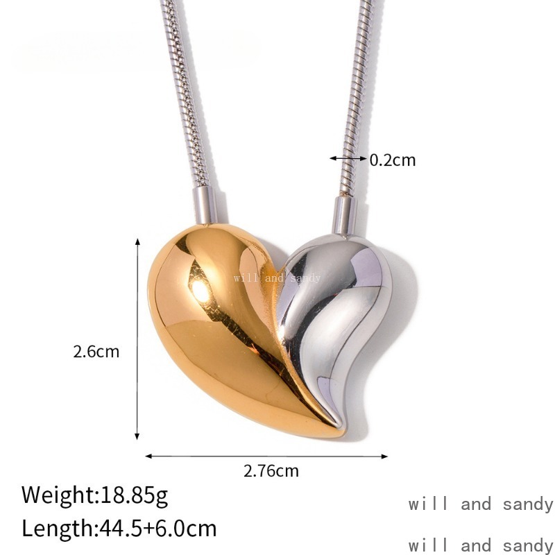 18k Gold Love Heart Stud Earrings Necklace Designer Jewelry Set Non Tarnish Stainless Steel Gold Chain Fashion Woman Necklaces Wedding Birithday Gift 