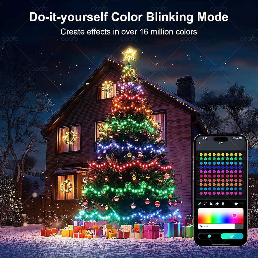 2812B RGB LED String Garland Light 10m 5m Smart IC APP Bluetooth Remote Fairy Lights Dreamcolor Garden Party Christmas Decor XJ250710