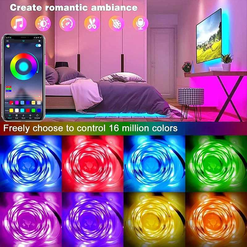 LED Strip Light WIFI Bluetooth Control 5050 RGB LED Lights Flexible Ribbon LED Lights 1M-30M 5V USB TV Backlight Room Decoration XJ250710