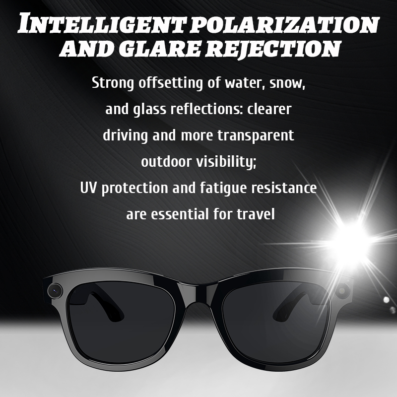 LIGE AI Smart Camera Glasses blue light glasses, remote shooting, magnetic charging, color-changing polarized sunglasses lenses, voice assistant Busin