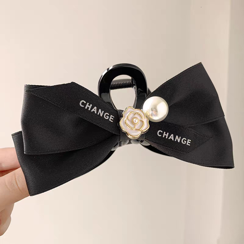 Elegant Bowknot Pearl Hair Clip for Women Large Size for Thick Hair Shark Clip Claw Clip Hair Accessory 250711