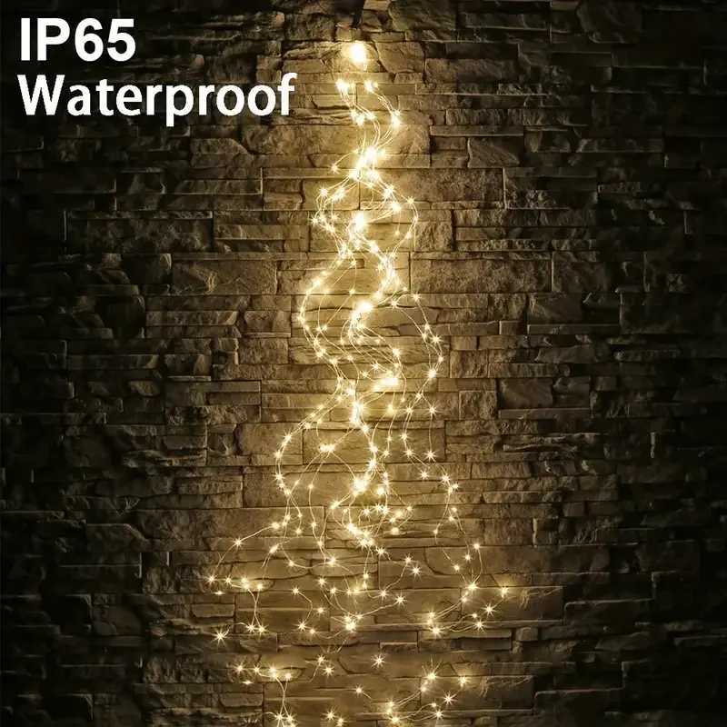 1 Piece LED Copper Wire Fairy Lights String Vine Chandelier String Waterfall Holiday Curtain Lights Garden Christmas Party Decor XJ250710