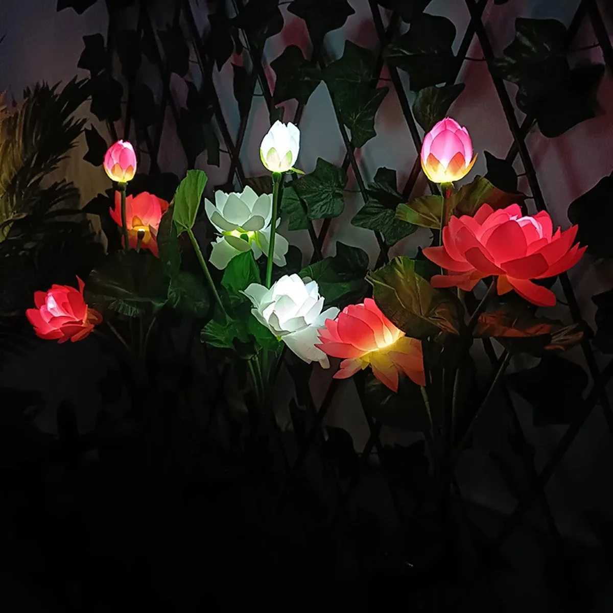 LED Solar Light Waterproof Lotus Solar Flowers Lamp Outdoor Decorative for Garden Yard Lawn Path Lighting Holiday Wedding Decor XJ250710
