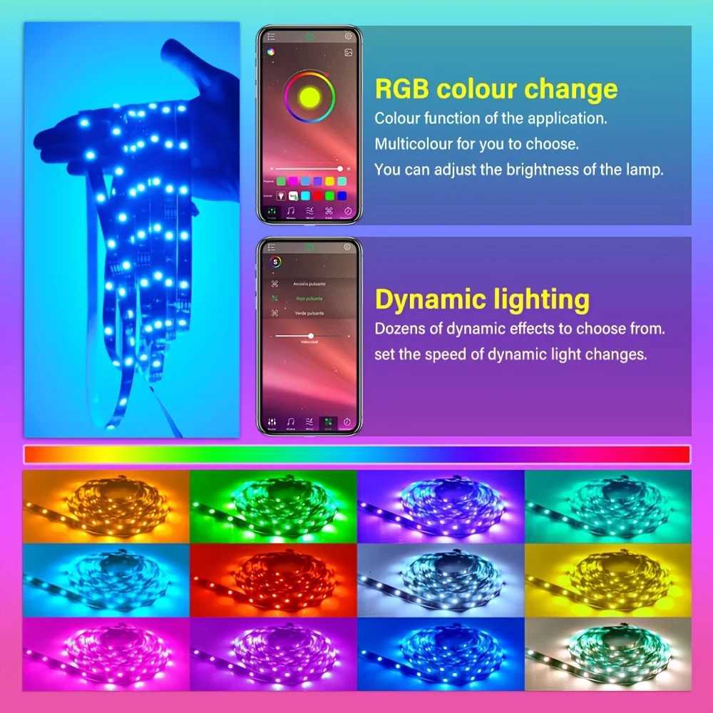 5V 5050 USB RGB LED Strip Light for Room TV Smart Bluetooth Backlight LED Tape 5M 15Meters Ice String LED Wall Room Decor XJ250710