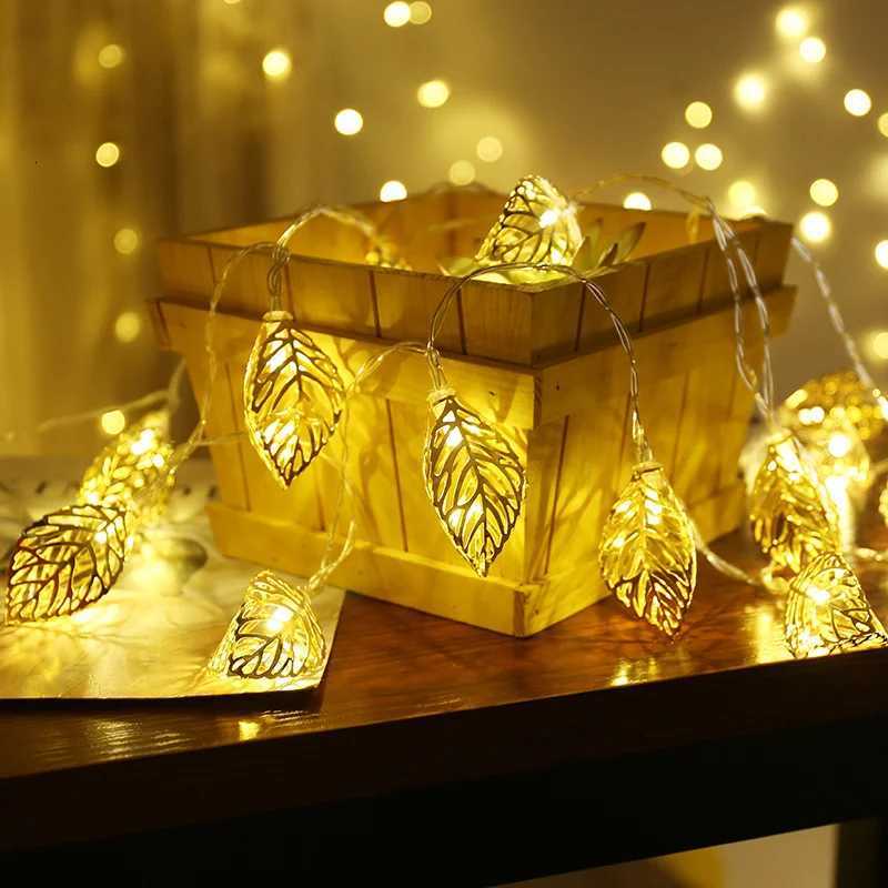 10/20 LEDs Fairy String Lights Leaves Garland Lamp for Festival Living Room Wedding Christmas Decoration Fairy String Lights XJ250710