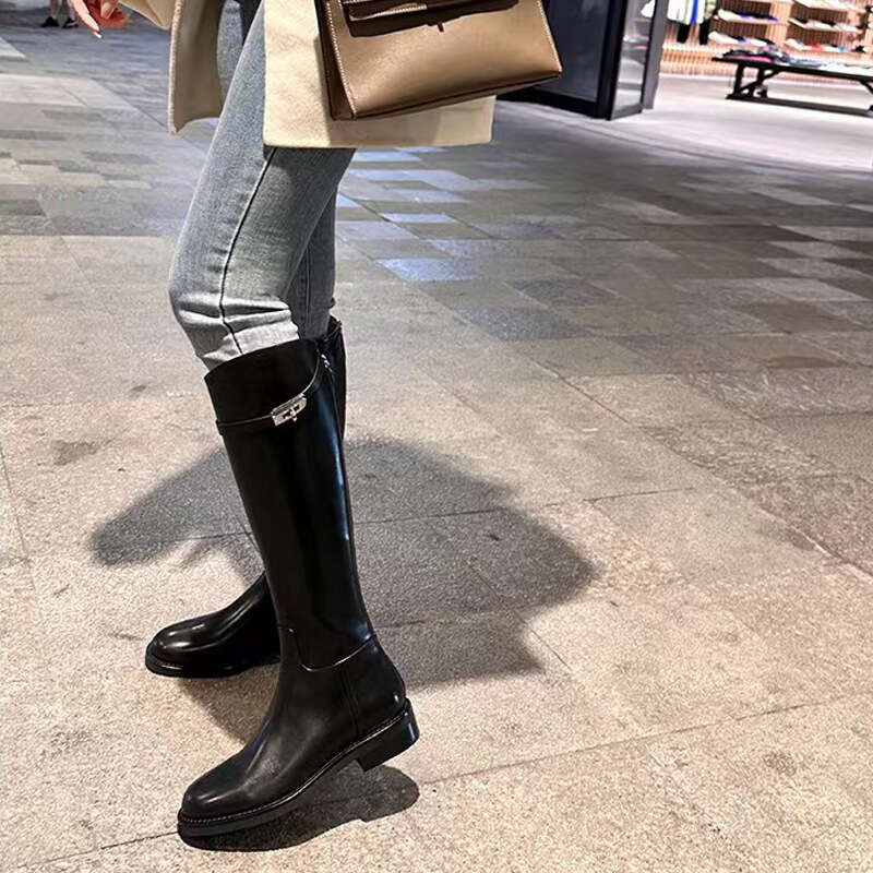 Over-the-Knee Riding Boots for Women - Thick Sole, Rhinestone Buckle, Autumn & Winter Fashion dh1702150