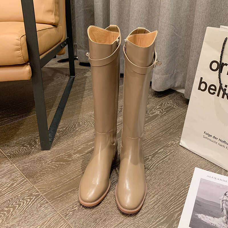Women's New Style Over-the-Knee High Autumn Winter Straight Chunky Heel Belt Buckle Riding Boots 272-6