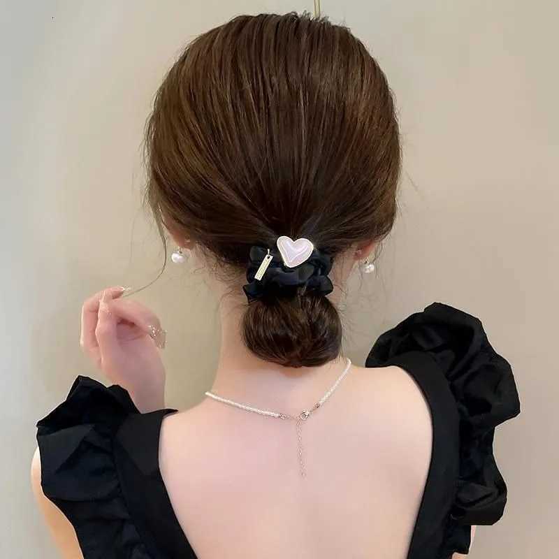 2Pcs/set Glitter Hair Ties with Shining Love - High Elastic Shiny Hair Bands for Women Elegant Ponytail Hair Rope Holders Y250711