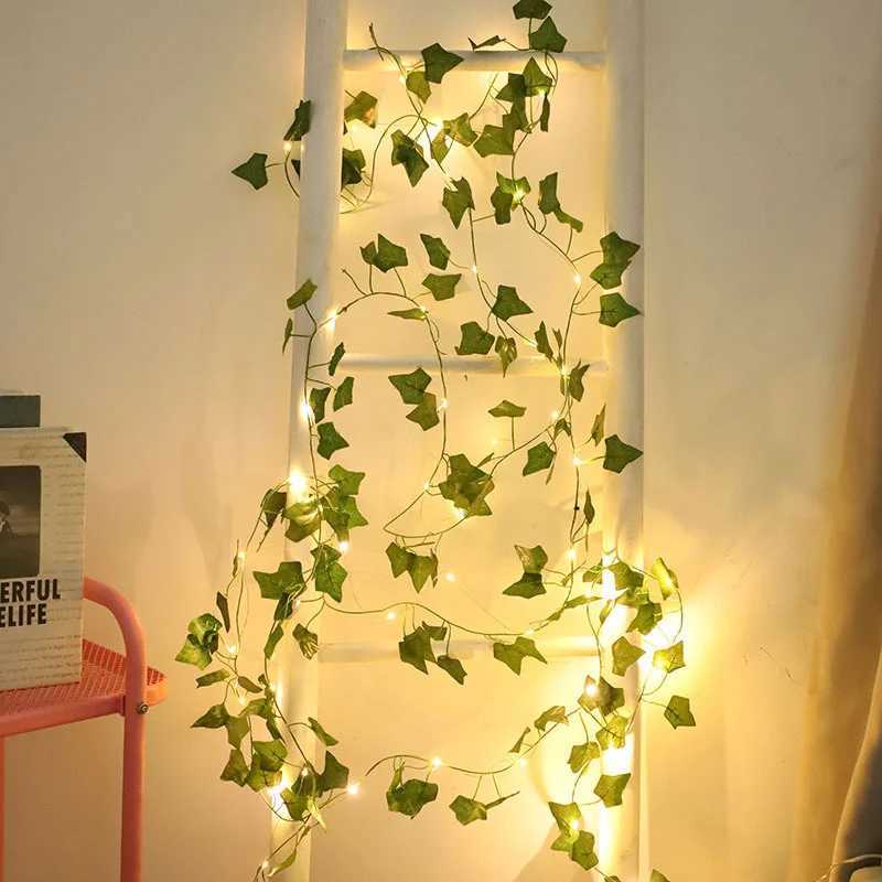 Simulation Flower Greenery String Lights Artificial Plant Garland LED Ambient Light Holiday Wedding Party Indoor Room Decoration XJ250710