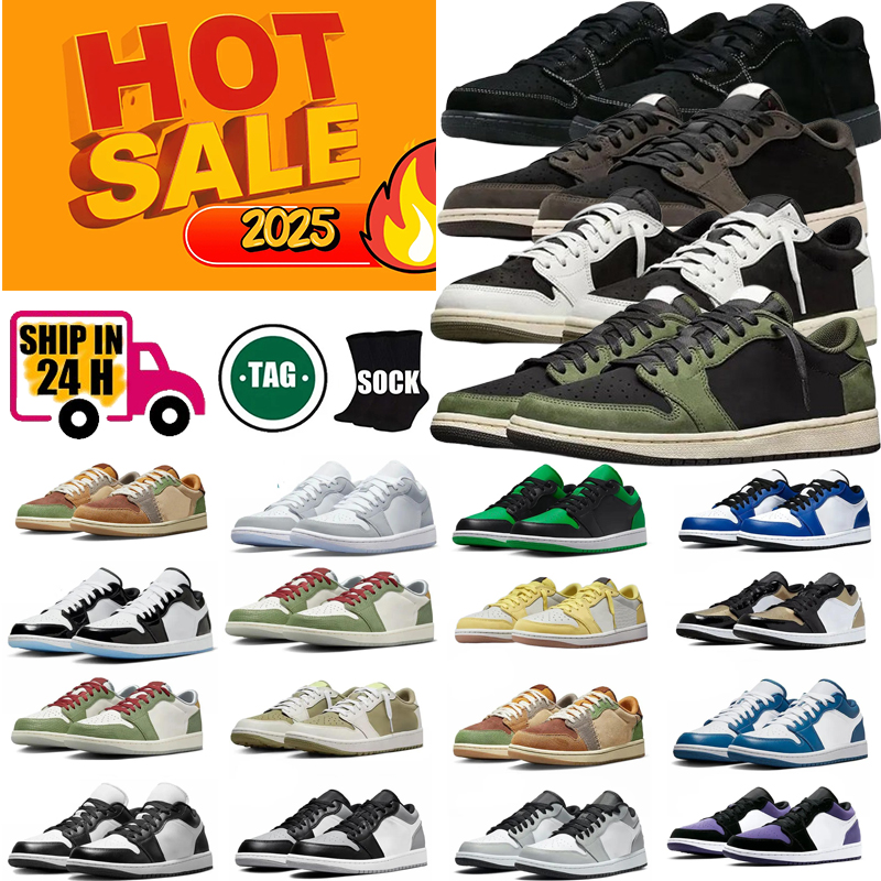 2025 Designer Basketball Shoes 1 Womens University Blue Leather Royal Smoke Grey Red Dark Mocha mens Outdoor Sports trainers Sneakers size 36-46