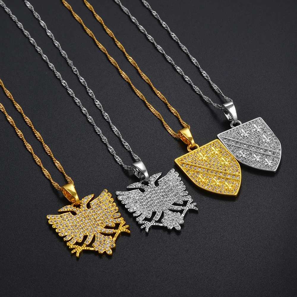 Anniyo Croatia Albania Serbia Bosnians Bosnia Pendant Necklaces Jewelry With Cubic Zirconia # 251106 W250710