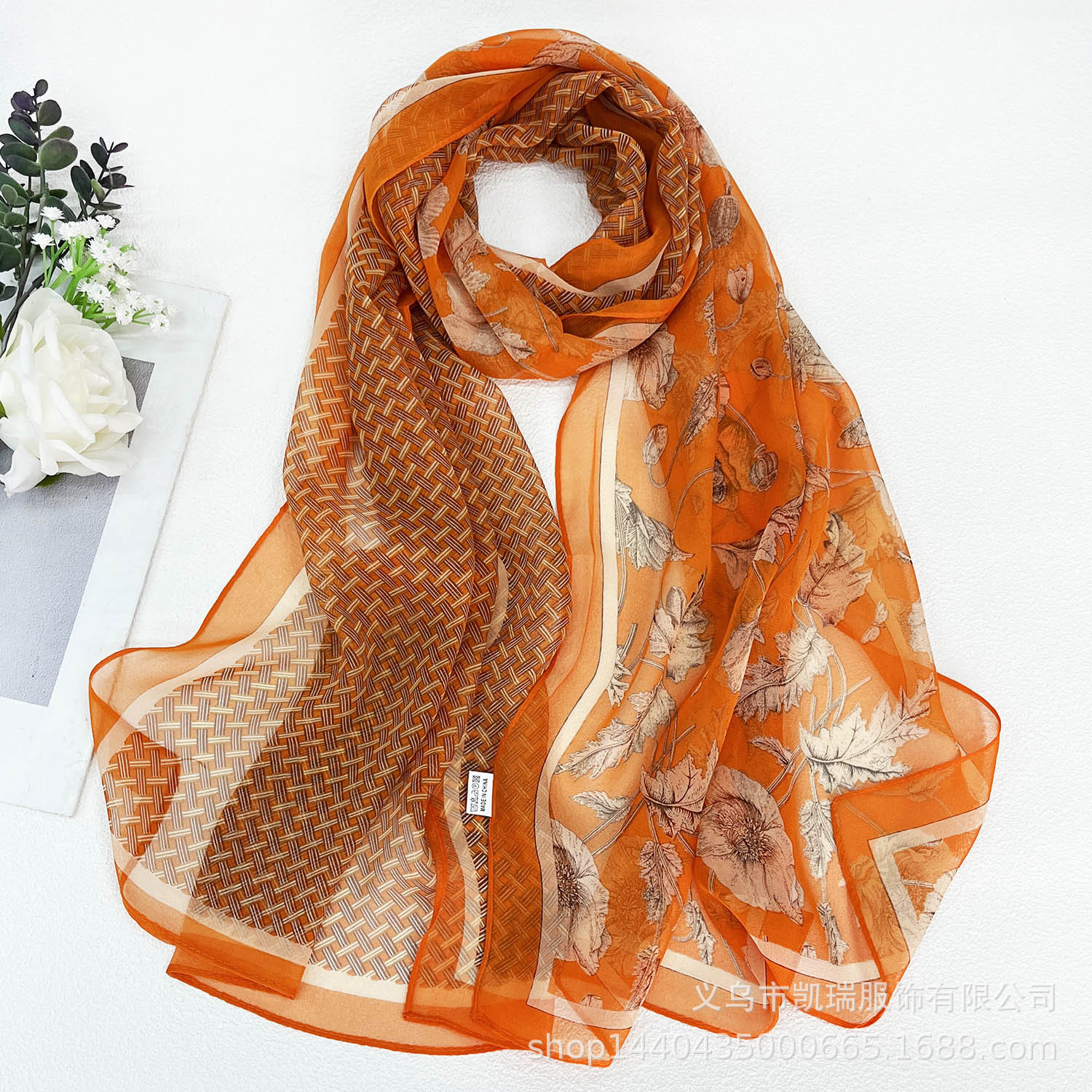 K1307 Cross-border quality Korean silk scarf for women Georgette versatile imitation silk blue silk beauty multifunctional spring, summer and autumn t