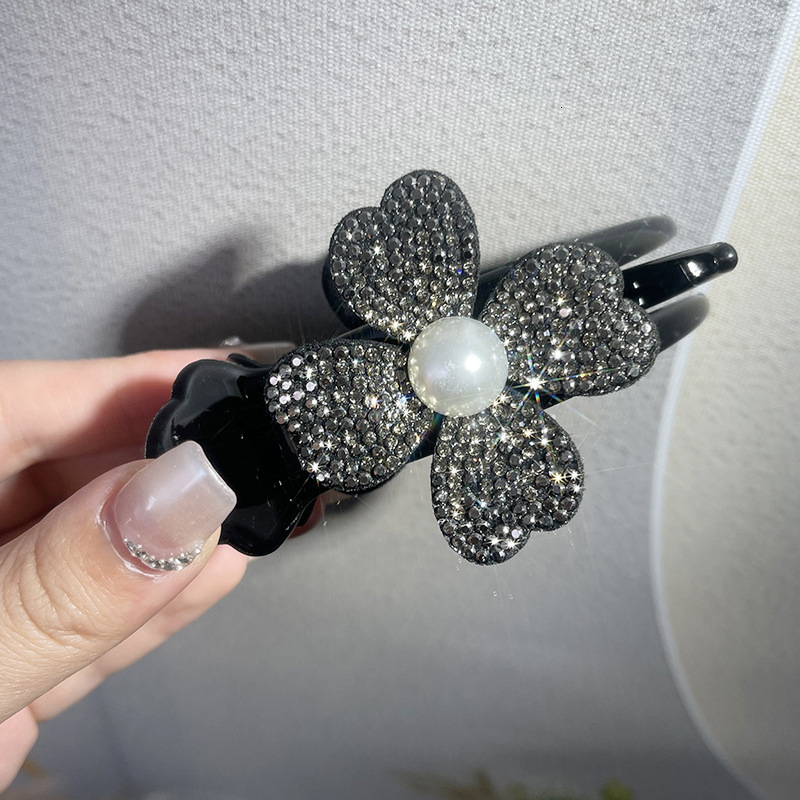 Large Bun Hair Clip with Rhinestone Flower for Women Back of Head Fixing Year Hair Clip Shark Clip Summer Hairpin 250711