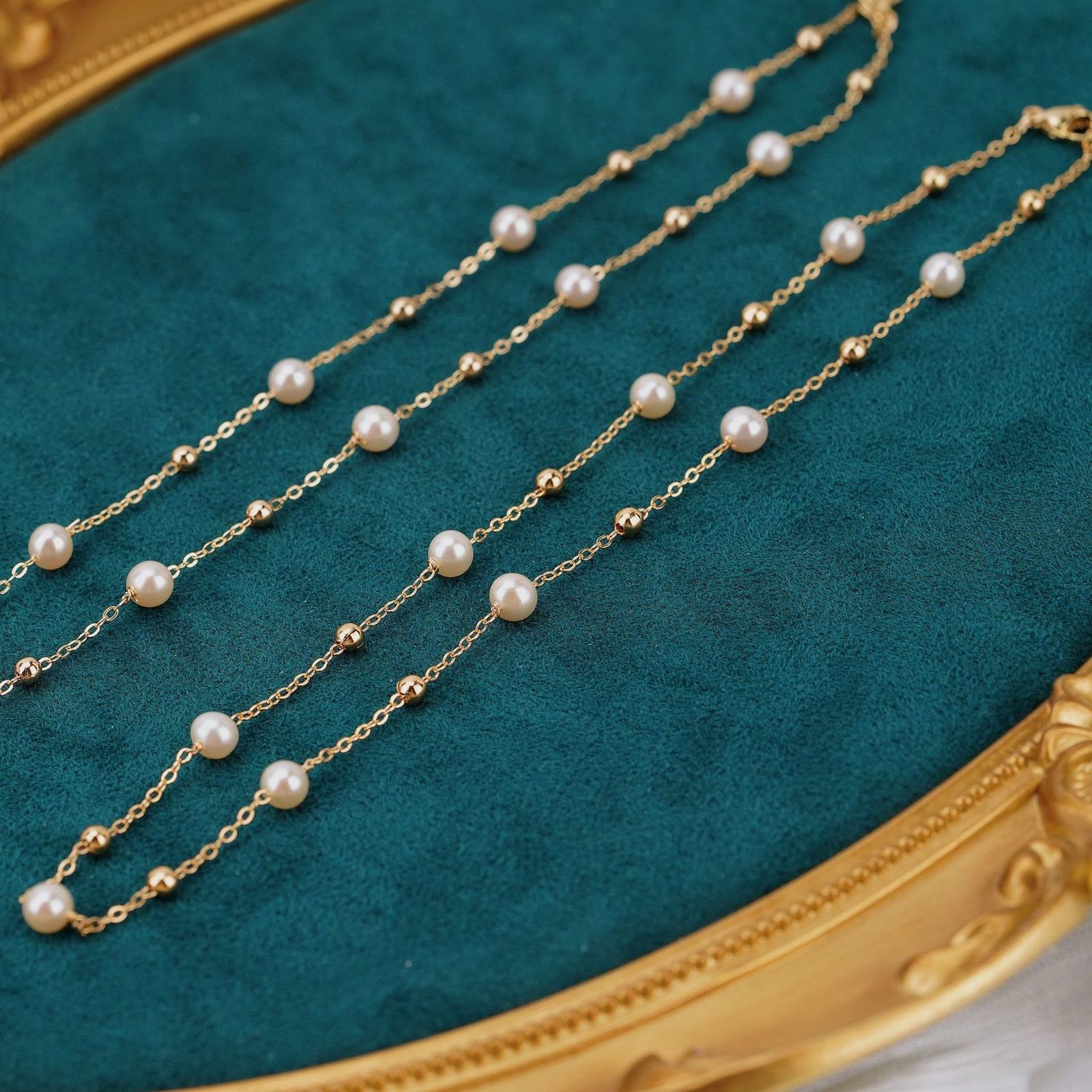 Freshwater Pearl 5.5-6mm Near Perfect Round Almost Strong Luster Starry Sky Necklace Collarbone Chain Adjustable 14k230831